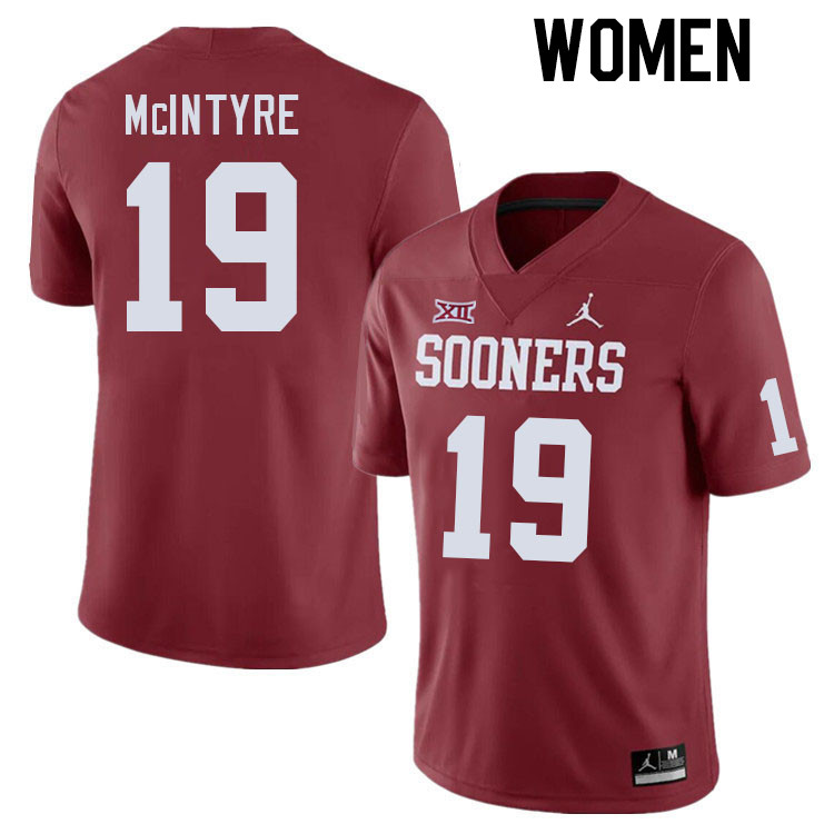 Women #19 Kade McIntyre Oklahoma Sooners College Football Jerseys Stitched Sale-Crimson